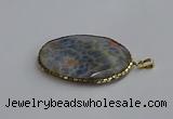 CGP3411 35*50mm faceted oval agate pendants wholesale