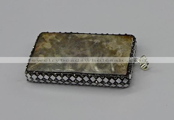 CGP3420 35*60mm - 40*50mm rectangle fossil coral pendants