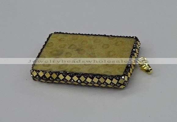 CGP3421 35*60mm - 40*50mm rectangle fossil coral pendants