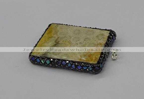 CGP3422 35*60mm - 40*50mm rectangle fossil coral pendants