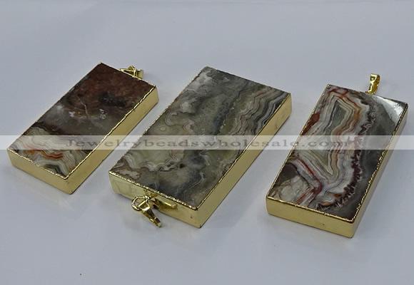 CGP3427 25*45mm - 30*55mm rectangle crazy lace agate pendants