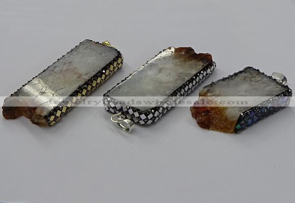 CGP3433 30*45mm - 28*60mm freeform druzy citrine pendants