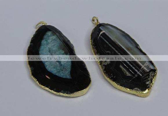 CGP3439 36*70mm - 40*80mm freeform druzy agate pendants wholesale