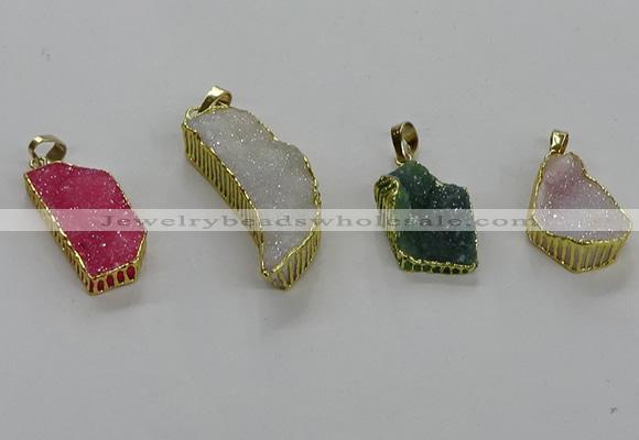 CGP3456 15*25mm - 18*38mm freeform druzy agate pendants