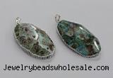 CGP3463 30*50mm - 35*55mm faceted oval ocean agate pendants