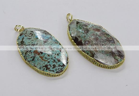 CGP3469 30*50mm - 35*55mm faceted oval ocean agate pendants