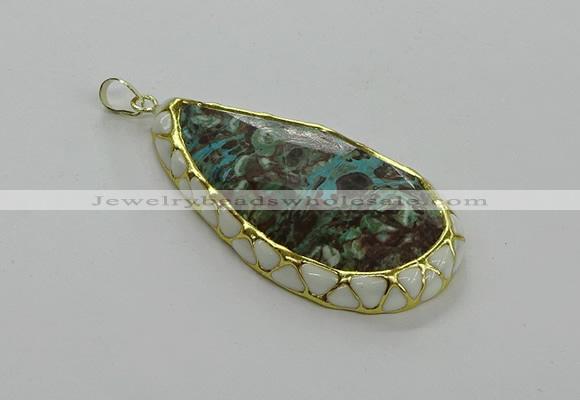 CGP3476 30*50mm - 35*55mm faceted flat teardrop ocean agate pendants