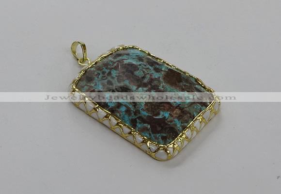 CGP3479 34*45mm - 35*55mm faceted rectangle ocean agate pendants