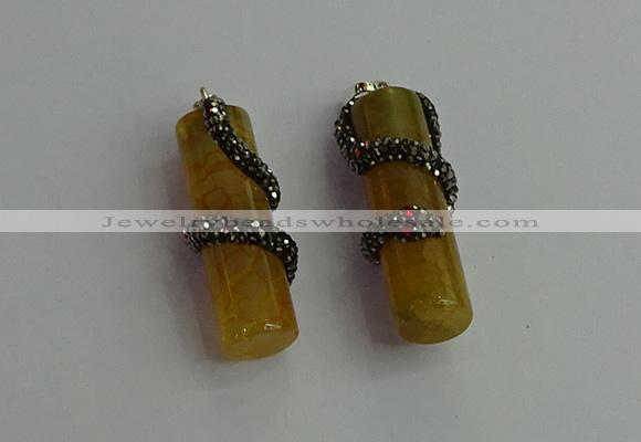 CGP348 12*40mm tube agate gemstone pendants wholesale