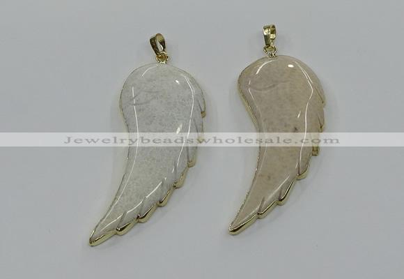 CGP3491 22*45mm - 25*50mm wing-shaped fossil coral pendants