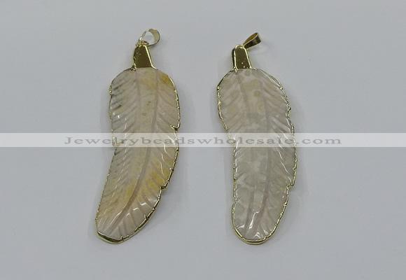 CGP3500 22*60mm - 25*65mm feather fossil coral pendants