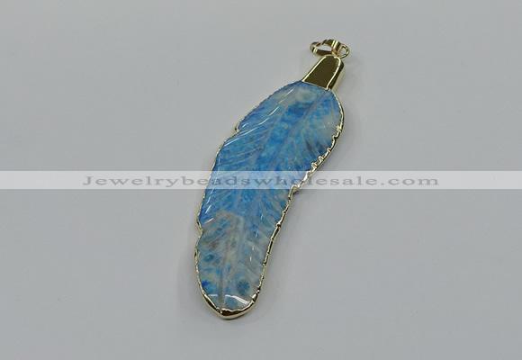 CGP3504 22*60mm - 25*65mm feather fossil coral pendants