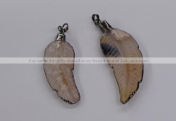 CGP3514 20*45mm - 25*65mm wing-shaped agate pendants