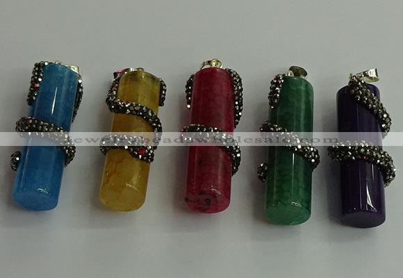 CGP354 12*40mm tube agate gemstone pendants wholesale