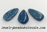 CGP3546 22*45mm - 25*50mm flat teardrop chrysanthemum agate slab pendants