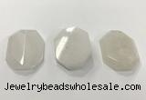 CGP3605 35*45mm faceted octagonal white jade pendants wholesale