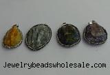 CGP370 30*40mm - 35*45mm freeform crystal glass & gemstone pendants