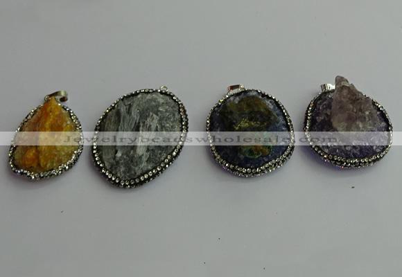 CGP370 30*40mm - 35*45mm freeform crystal glass & gemstone pendants