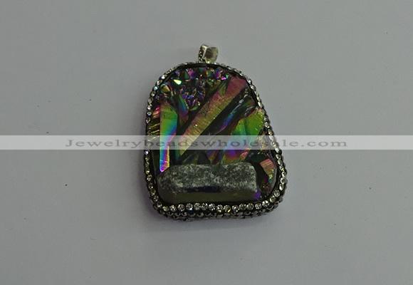 CGP377 30*40mm - 35*45mm freeform plated white crystal pendants