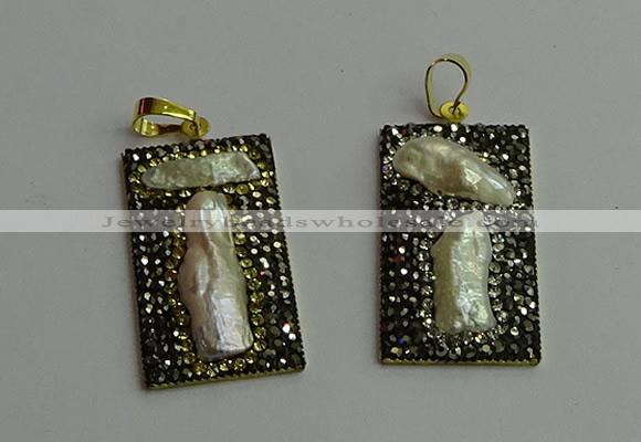 CGP385 20*40mm rectangle pearl pendants wholesale