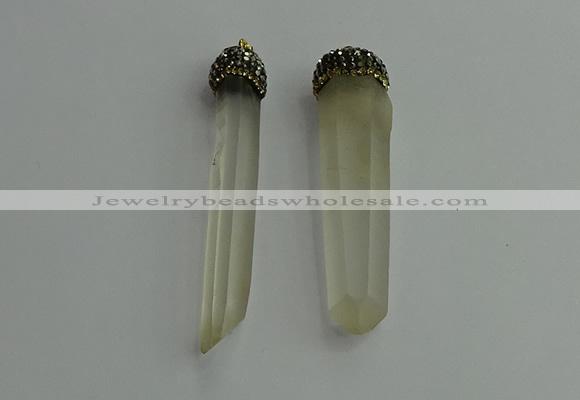 CGP407 10*55mm - 15*65mm sticks white crystal pendants wholesale