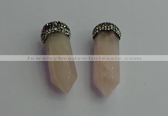 CGP411 12*45mm - 15*50mm sticks rose quartz pendants wholesale