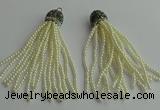 CGP418 3mm round handmade glass beaded tassel pendants wholesale