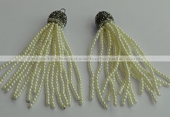 CGP418 3mm round handmade glass beaded tassel pendants wholesale