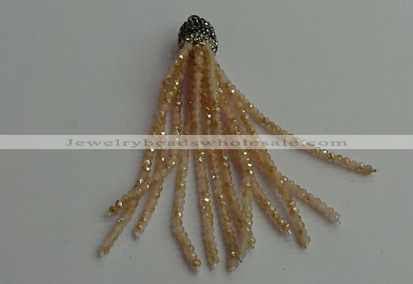 CGP420 2*3mm faceted rondelle handmade chinese crystal tassel pendants