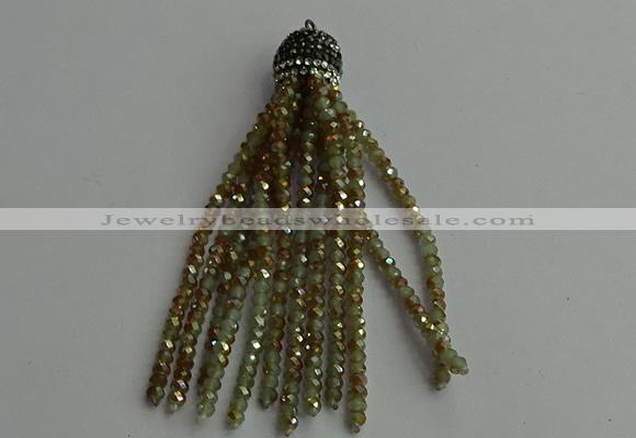 CGP422 2*3mm faceted rondelle handmade chinese crystal tassel pendants