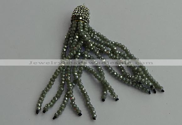 CGP425 2*3mm faceted rondelle handmade chinese crystal tassel pendants