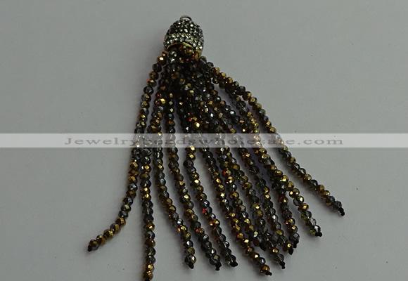 CGP427 2*3mm faceted rondelle handmade chinese crystal tassel pendants