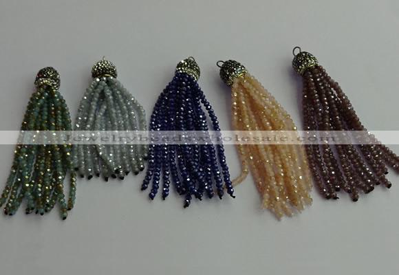 CGP430 2*3mm faceted rondelle handmade chinese crystal tassel pendants