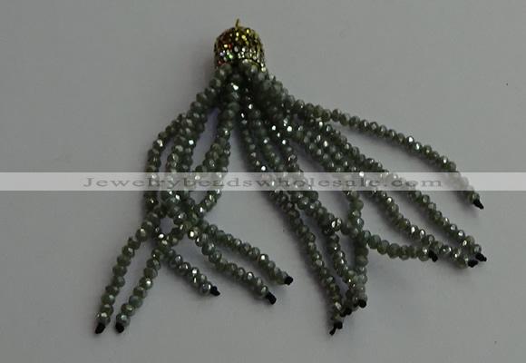 CGP438 2*3mm faceted rondelle handmade chinese crystal tassel pendants