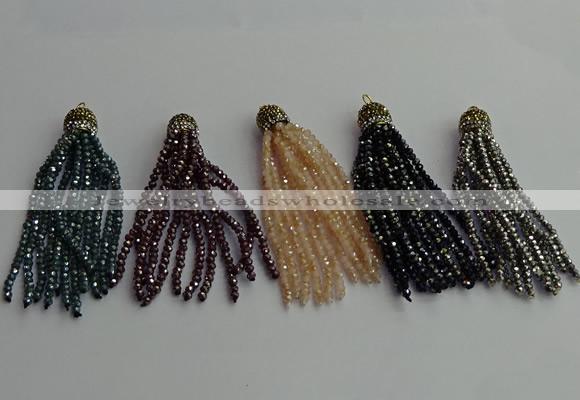 CGP450 2*3mm faceted rondelle handmade chinese crystal tassel pendants