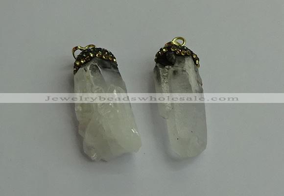 CGP488 15*35mm - 18*45mm nugget white crystal pendants wholesale