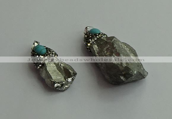 CGP497 15*30mm - 25*40mm nugget plated quartz pendants wholesale