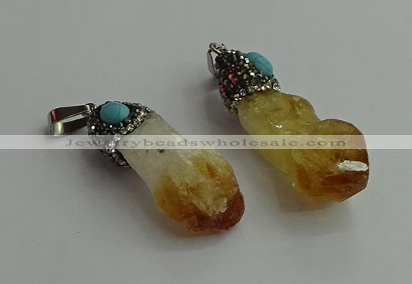 CGP502 15*35mm - 18*45mm nugget citrine pendants wholesale