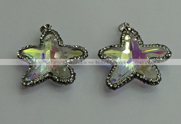 CGP505 35*35mm star crystal glass pendants wholesale