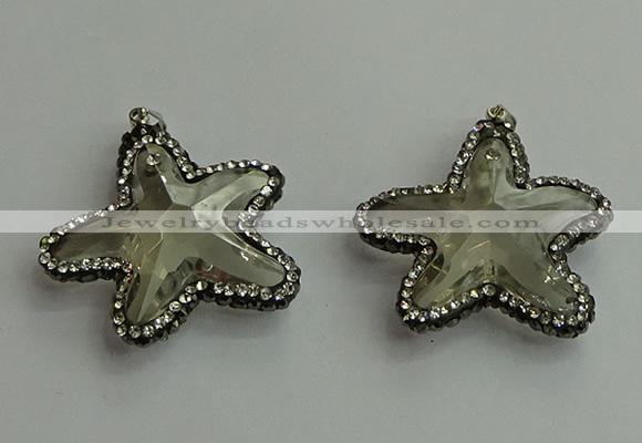 CGP506 35*35mm star crystal glass pendants wholesale