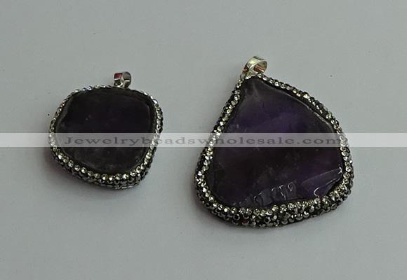 CGP560 25*35mm - 35*45mm freeform amethyst pendants wholesale