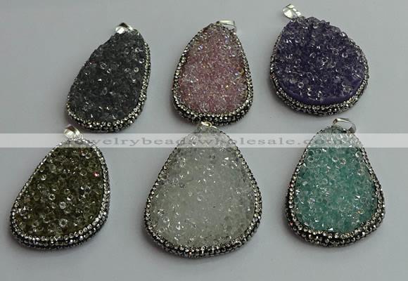 CGP578 30*45mm - 40*50mm freeform crystal glass pendants wholesale