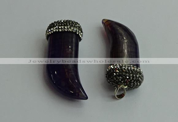 CGP582 16*50mm - 18*55mm oxhorn agate pendants wholesale