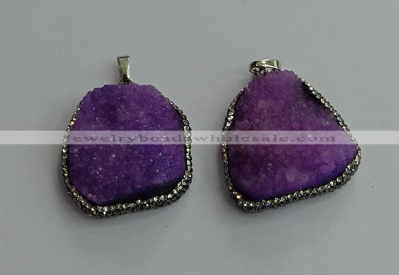 CGP592 25*40mm - 30*45mm freeform druzy agate gemstone pendants