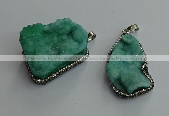 CGP595 25*40mm - 30*45mm freeform druzy agate gemstone pendants