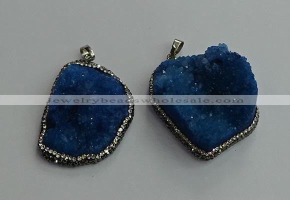 CGP596 25*40mm - 30*45mm freeform druzy agate gemstone pendants