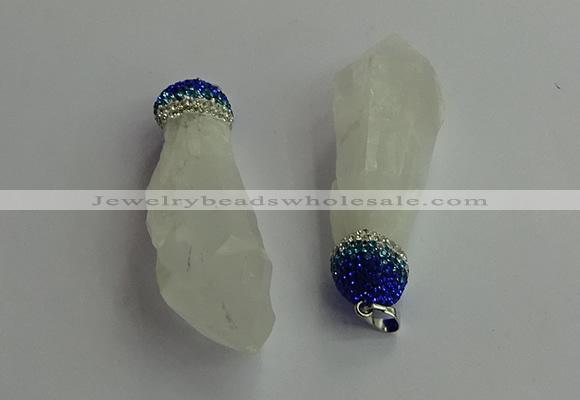 CGP604 18*55mm - 20*60mm nuggets white crystal pendants