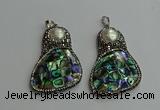 CGP612 35*55mm freeform abalone shell & shell pearl pendants