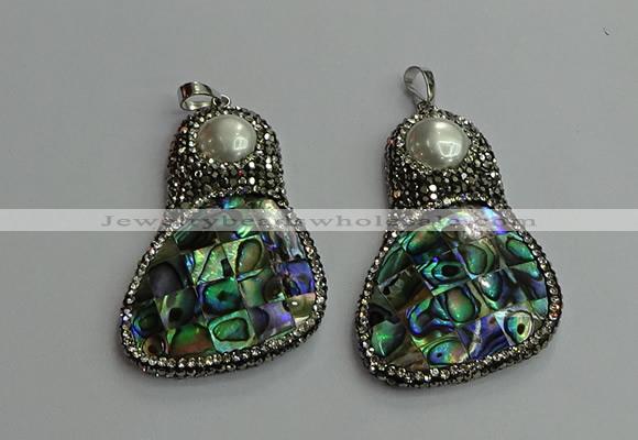 CGP612 35*55mm freeform abalone shell & shell pearl pendants