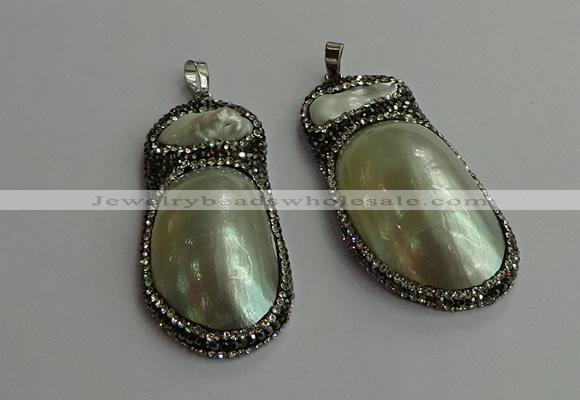 CGP616 25*50mm - 28*55mm freeform shell pearl & pearl pendants